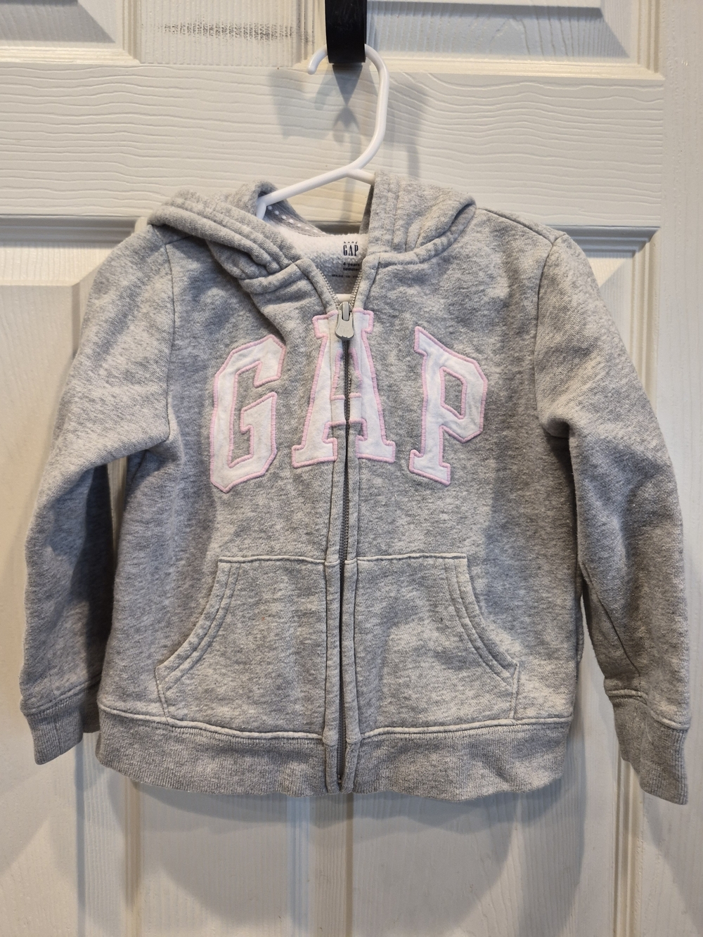 5/25 GAP Gray Zip-Up Hoodie with Pink Logo Accents